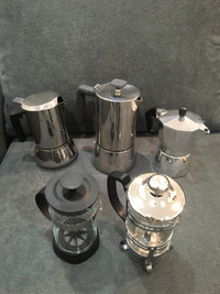 Espresso machines, stove top and French press