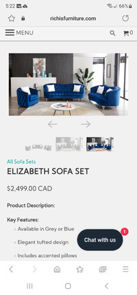 Blue velvet couches for sale