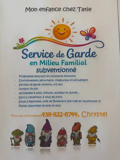 Service de garde milieux familial, View more