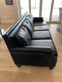 Custom Black Leather Sofa