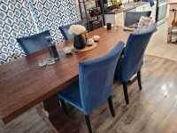 6 chaise de cuisine velour bleu marin