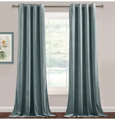 FY FIBER HOUSE Grommet Velvet Curtain Window Panel Set Drapes Blackout Drape Panels Blackout Window...