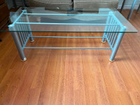 Set of glass coffee table and two end tables