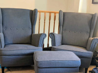 Ikea arm chairs with ottoman, very good condition. 