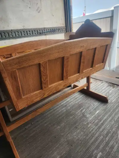 Solid Oak Jenny Lind Stlye Wooden Baby Cradle Bassinet Crib, View more