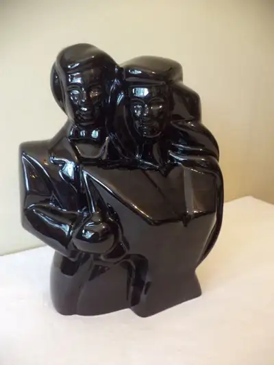 1980, Ceramic Couple Bust, Man and Woman, Art Deco,, View more