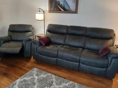 Reclining couch and chair, View more