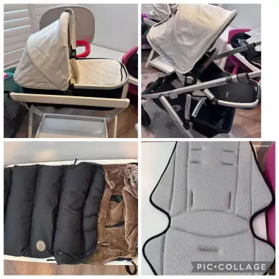 UppaBaby Vista/ Bassinet/ bassinet stand white and accessories, View more