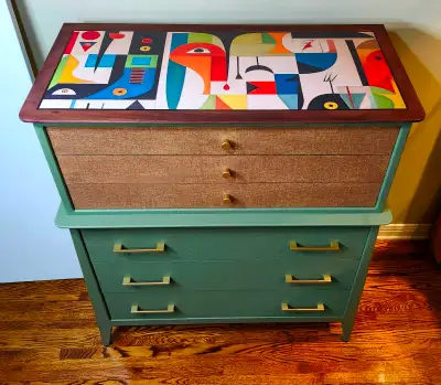 Iconic unique MCM Picasso abstract designer Gibbard tallboy, View more