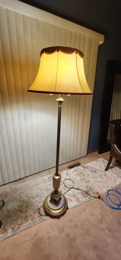 Beautiful Antique Marble and Onyx Base Floor Lamp, View more
