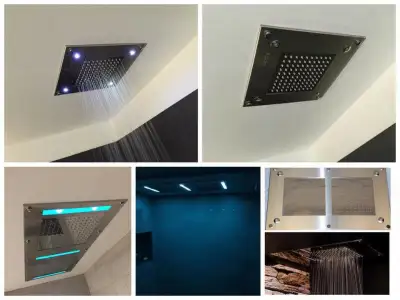 POMMEAU DE DOUCHE ENCASTRÉ AU PLAFOND ÉMAILLÉ EN NOIR OU BLANC, View more