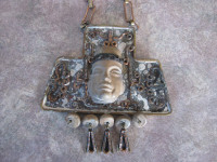 Handmade necklace - Brass & Terra Cotta - Circa 1950's - RARE