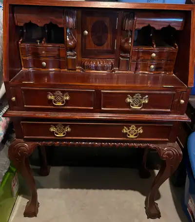 Mid 20th Century Vintage Wood Flip Down Writing Desk, View more