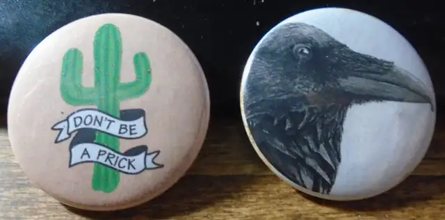 2 pin back buttons - crow - cactus - $5 for both in Arts & Collectibles in City of Halifax - Image 2