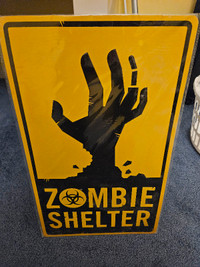 Zombie Shelter Tin Sign
