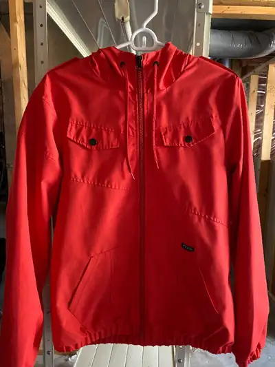 Volcom Enemy Lines Windbreaker /Rain Jacket Color: Electric Orange Size: Medium Excellent Condition