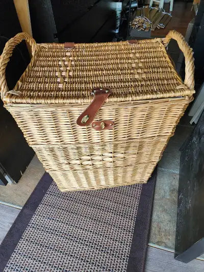 The Basket Lady Drop-in Wicker Rectangular Trash Basket with Met, View more