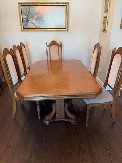 Oak Dining table and 6 Chairs, View more