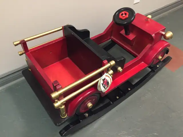 Beautiful Wooden Rocking Fire Engine wood fire truck in Toys & Games in Markham / York Region - Image 4