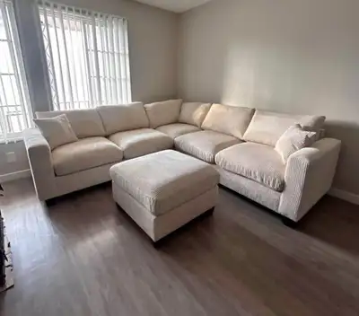 Sectional Corduroy Sofa 6 Seater with Ottoman on Sale , View more