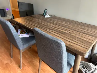 Wood dining table and 6 chairs. Excellent condition., View more