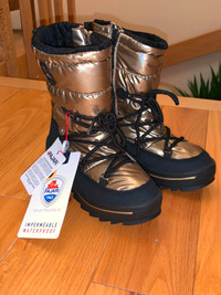 New Pajar Tirana Black/Gold Winter Boots Size 3 girl