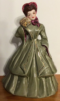 Florence Ceramics, Pasadena CA, Lady Figurine, " Irene" gold BG,