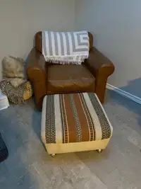Chair and vintage ottoman 