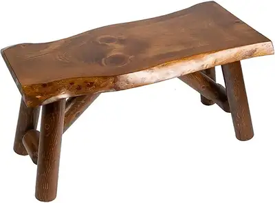 New Small Rustic Pine & Cedar Indoor Wood Bench, with Live Edge, View more