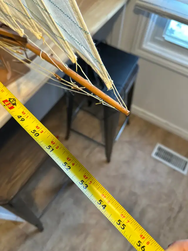 Large Handcrafted Wooden Sailing Ship Model – 54” Nautical Décor in Arts & Collectibles in Trenton - Image 4