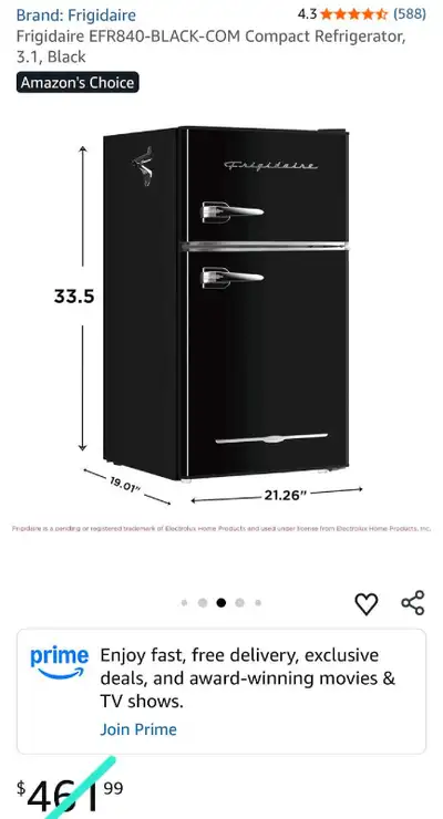 RETRO Frigidaire Compact Refrigerator, 3.1, Black, View more