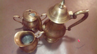 Brass  Kettle with milk pot and sugar pot