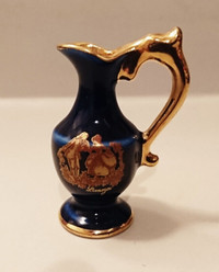 Vintage Limoges Cobalt Blue with Gold Accent Ornate Mini Pitcher