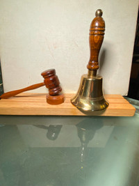 Old Wood Hammer and Wood Handle Bell