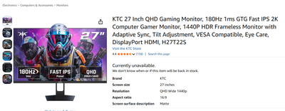 27Inch 2K 180Hz Gaming Monitor, View more