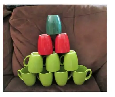 Corelle  GREEN and RED 10 oz MUGS, View more