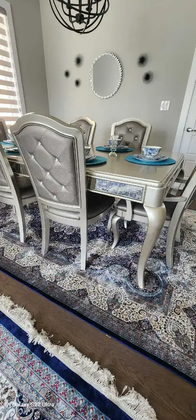 Metallic gray dining table for sale, View more