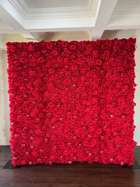 Bright red flower wall- rental 