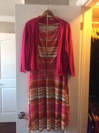 Pink/Orange Evan-Picone Dress - Size 16
