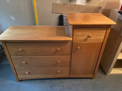 Dresser with change table on top, and matching crib/headboard, View more