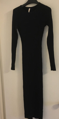 Aritzia Babaton Maxi Knit Dress Black Small