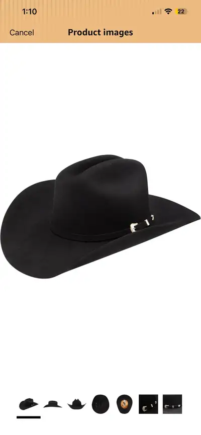 Brand New Stetson Oak Ridge Cowboy Hat (Black, Size 7 1/4), View more