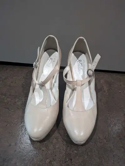 Cream/Beige Mary Jane Heels Size 8.5 genuine leather, View more
