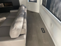 Modern grey leather couches