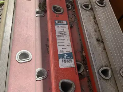 ladders for sale two 20’ one aluminum and one fibreglass light ., View more