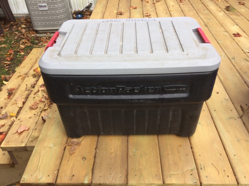 Qty 3 Rubbermaid Action Packer Heavy Duty Storage Bins 75 ea