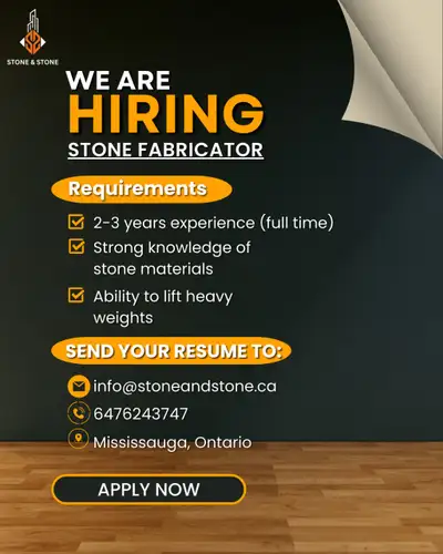 HIRING: Experienced Stone Fabricator, View more