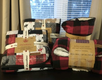 Canadiana Reversible Buffalo Plaid/Patchwork Quilt Throws
