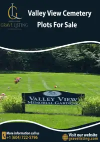 Valley View Cemetery Plots for sale - Over 100 graves Available!