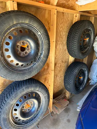4 maxtrek winter tires on steel rims. 10/32 tread remaining. 215/60r17. For reference they were used...